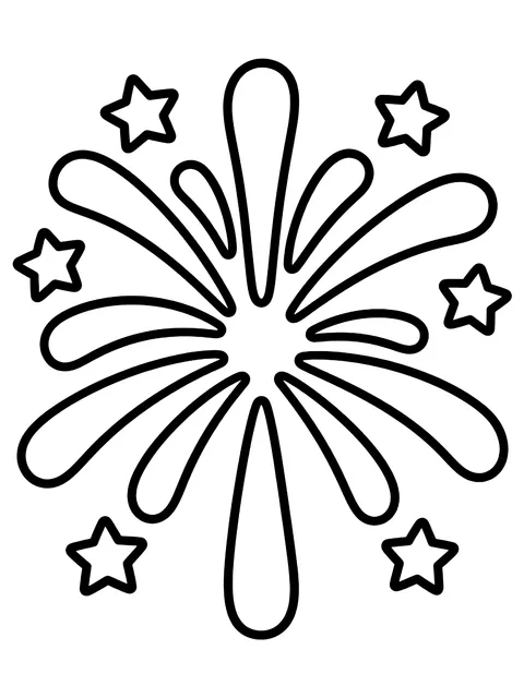 Easy Single firework burst coloring page