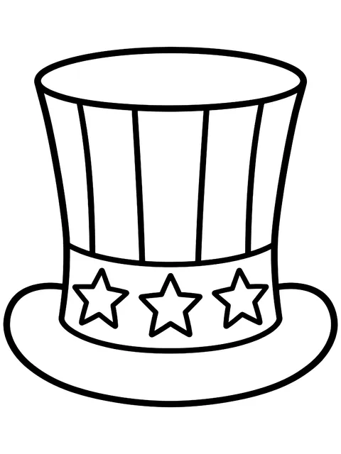 Easy Stars and stripes top hat coloring page