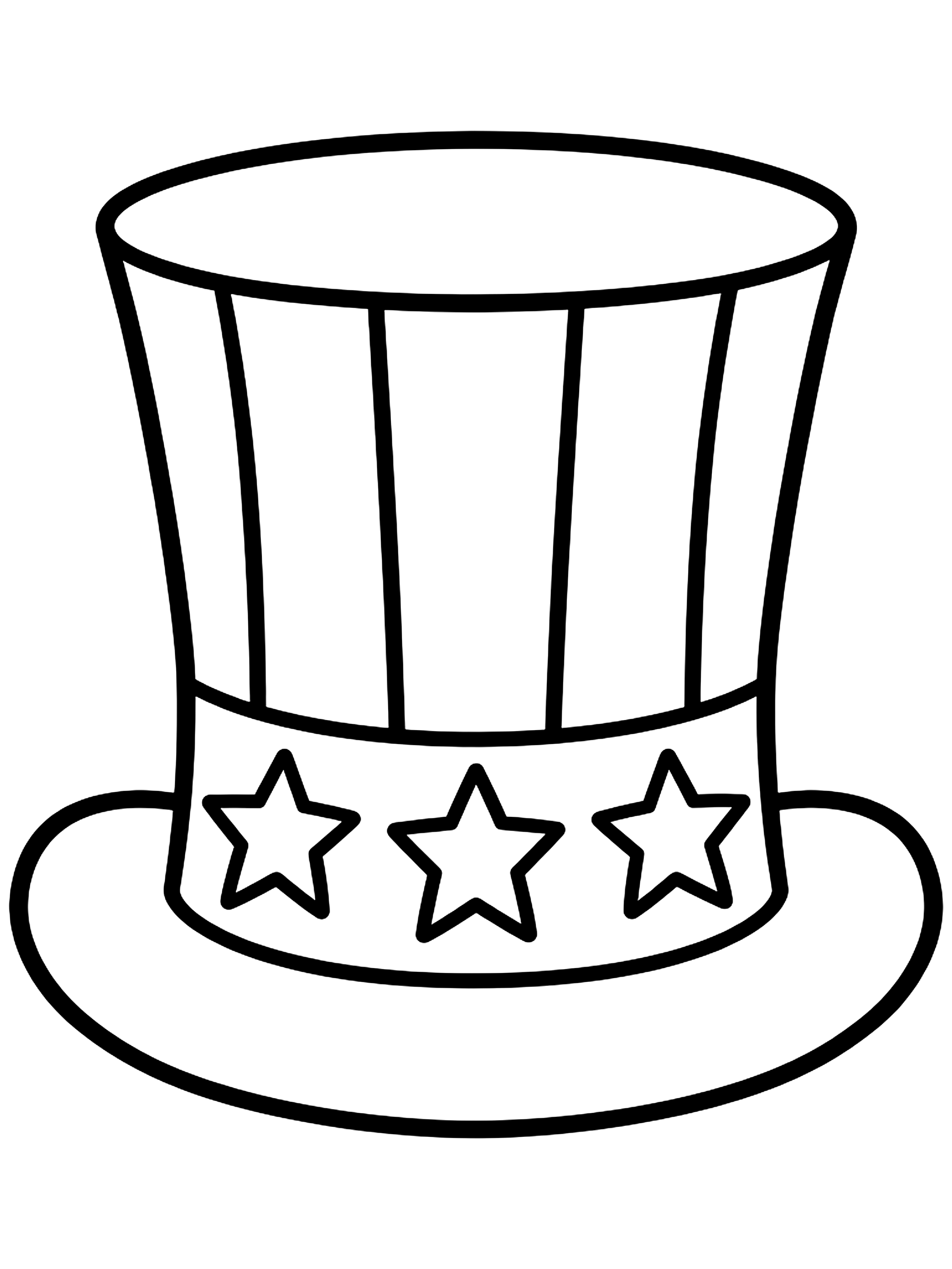 Easy Stars and stripes top hat coloring page