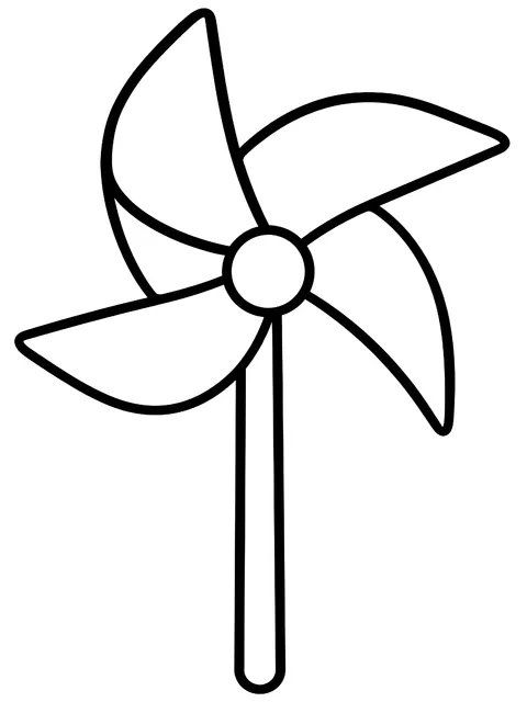 Easy Red, white and blue pinwheel coloring page