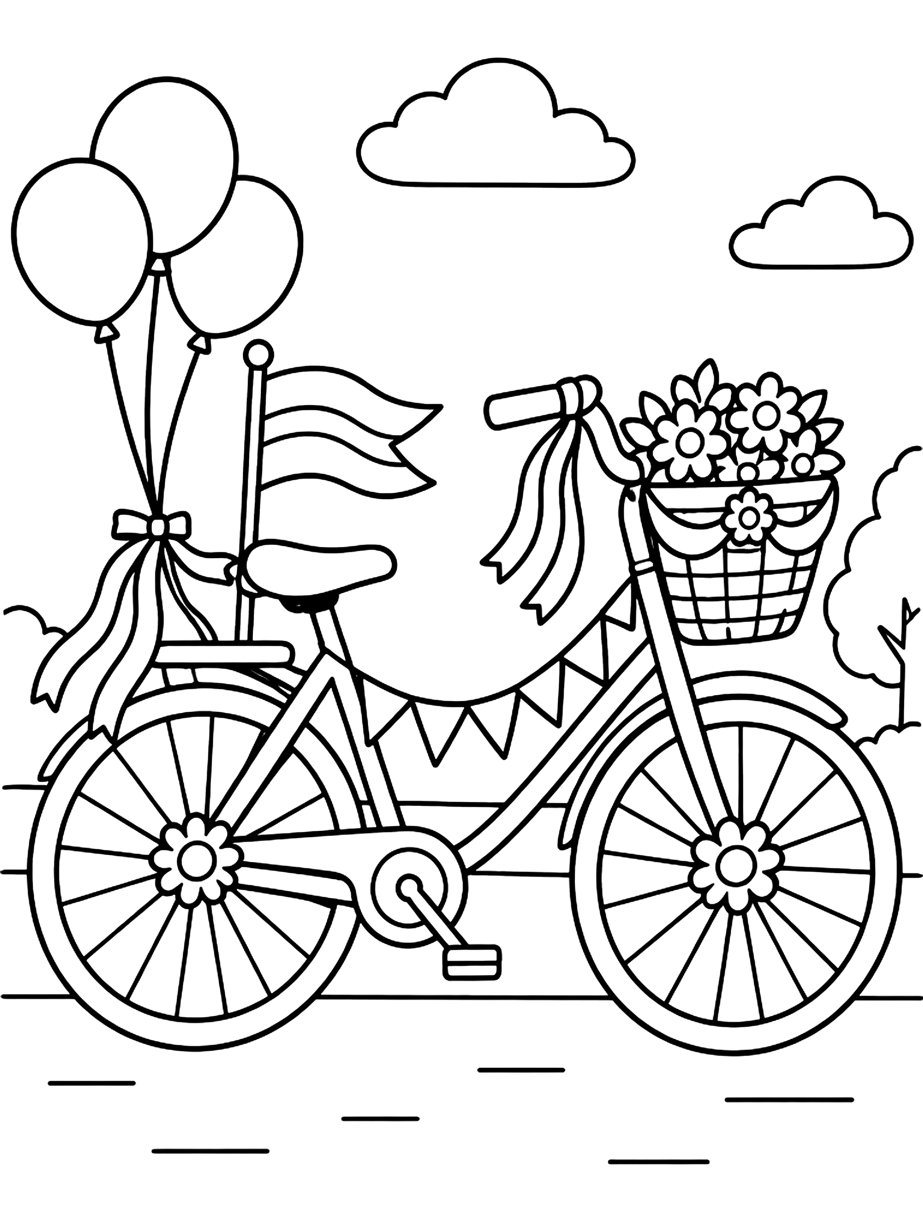 Bike decorated for a parade coloring page