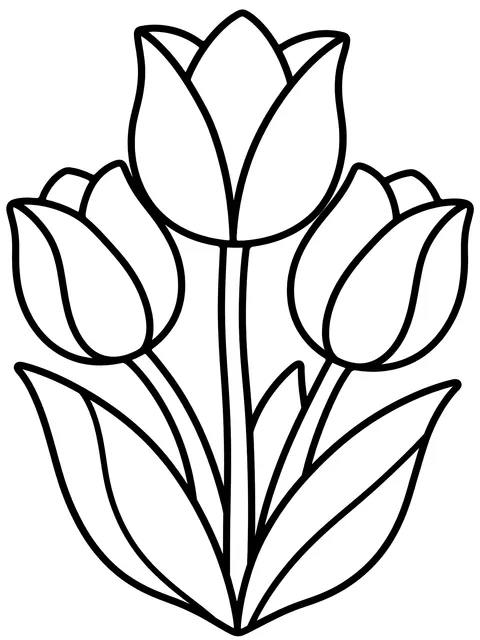 Easy Stained glass tulips coloring page