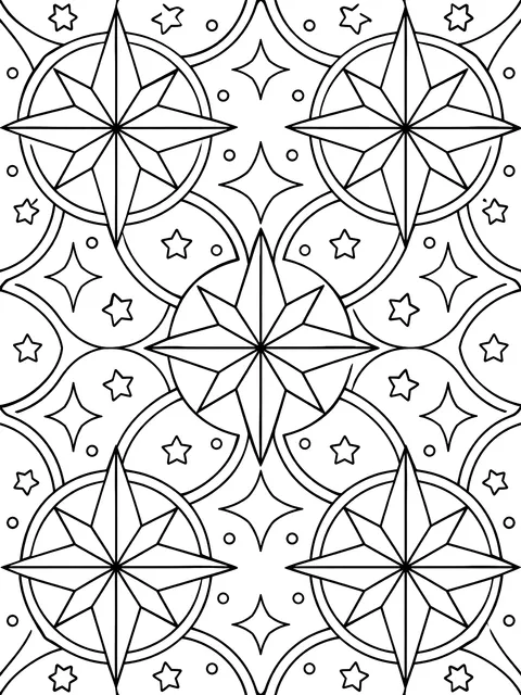 Tiled star pattern coloring page