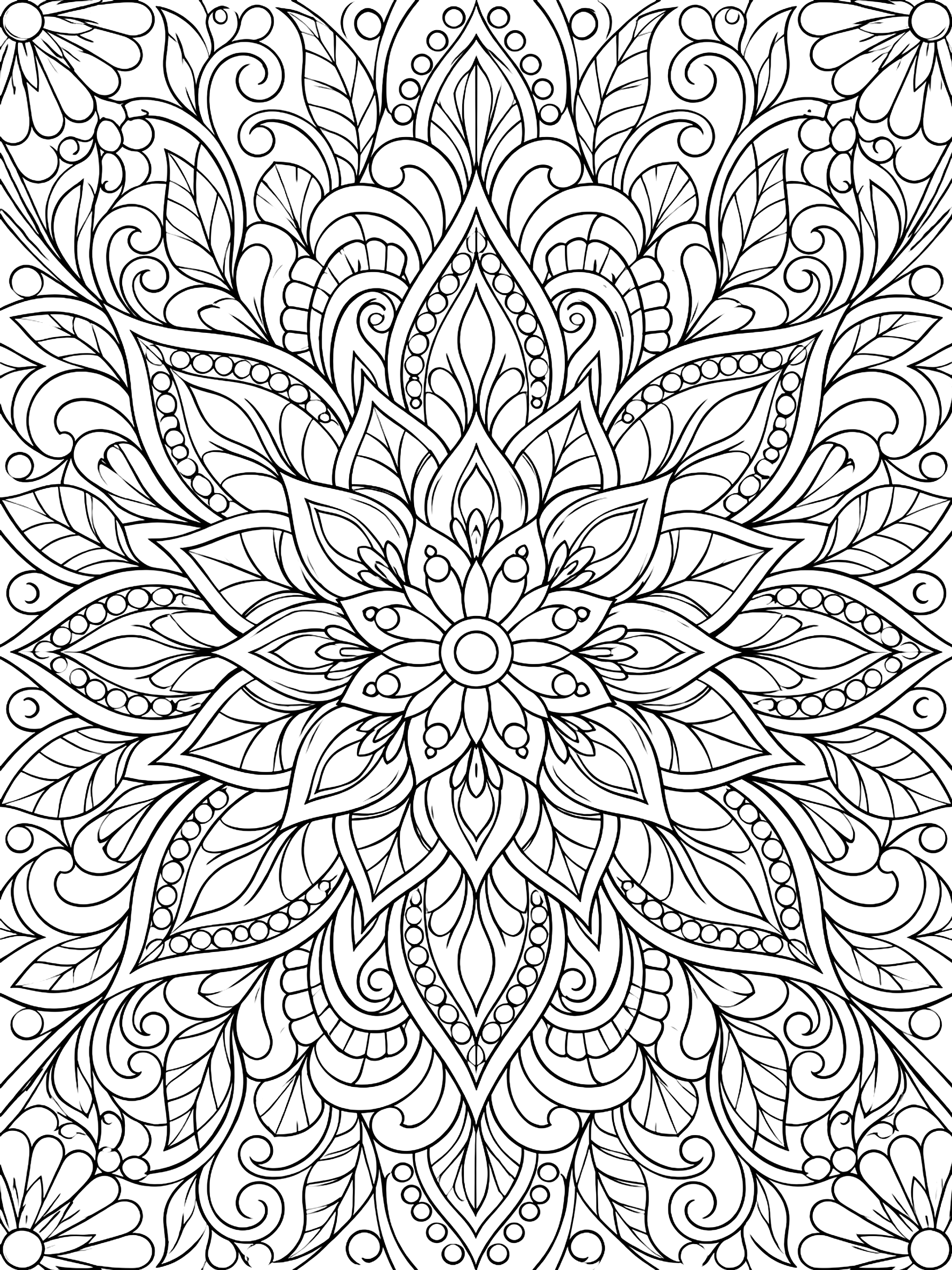 Detailed Eight-point kaleidoscope design coloring page