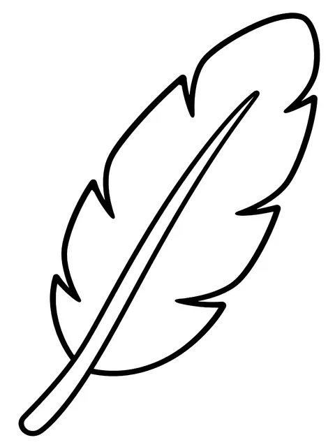 Easy Single detailed feather coloring page
