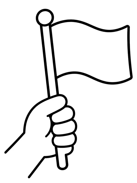 Easy Small hand-held flag coloring page
