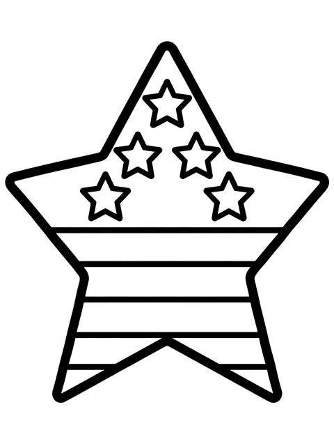 Easy Stars and stripes inside a star coloring page