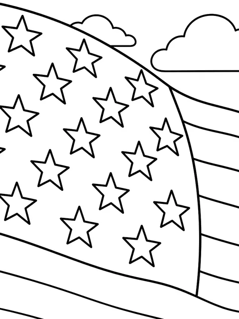 Close-up of the stars in the blue field coloring page