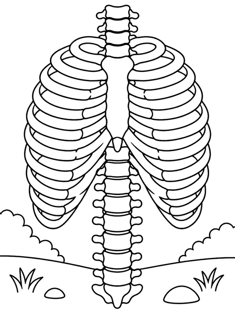 Rib cage and spine coloring page