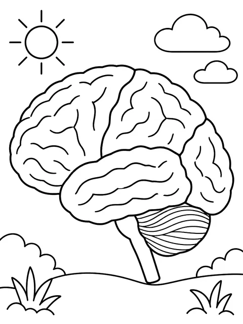 Brain lobes diagram coloring page
