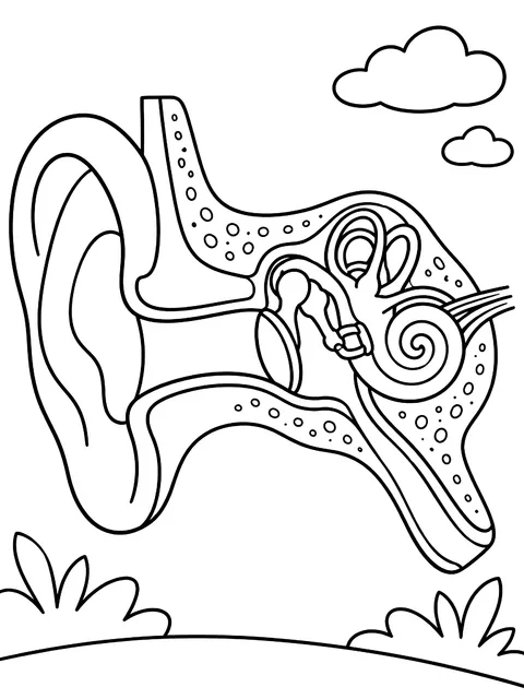 Ear cross-section coloring page