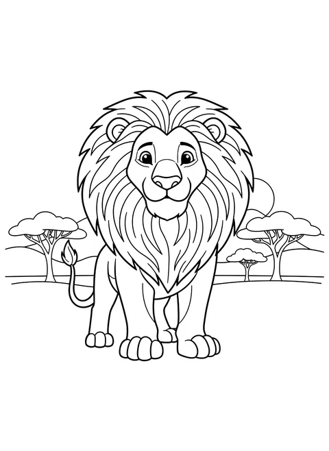 Lion with a big mane coloring page