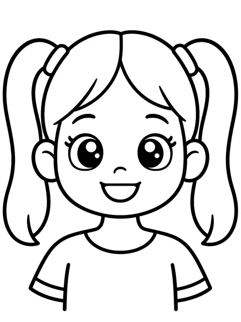Easy Portrait with twin tails coloring page