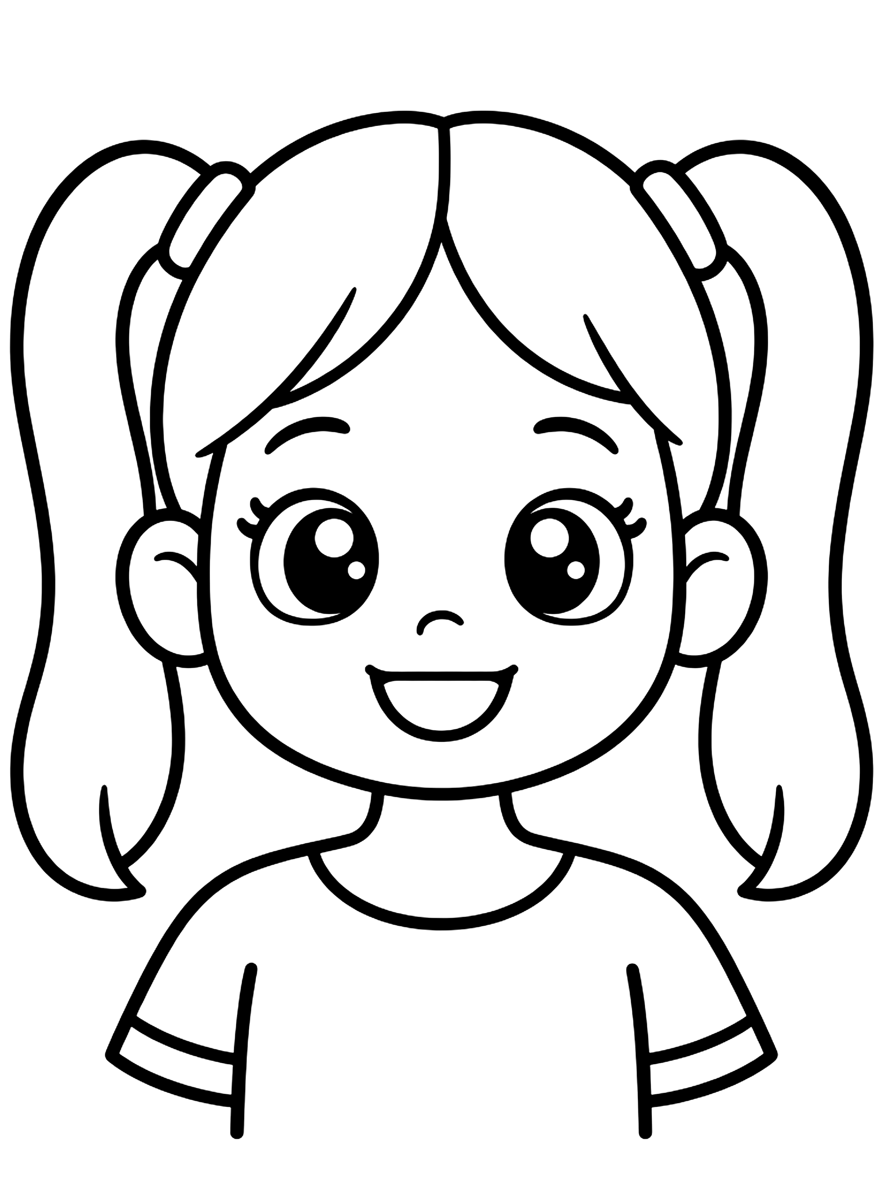 Easy Portrait with twin tails coloring page