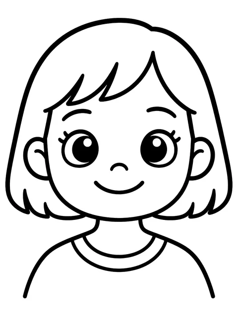 Easy Portrait with a short bob coloring page
