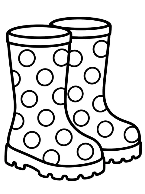 Easy Polka dot rain boots coloring page