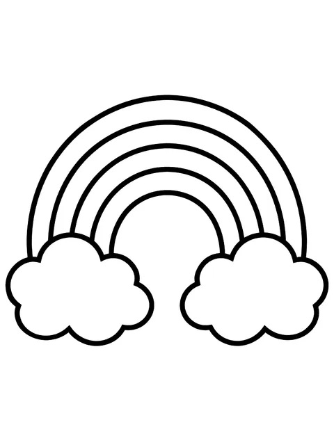 Easy Rainbow between two clouds coloring page