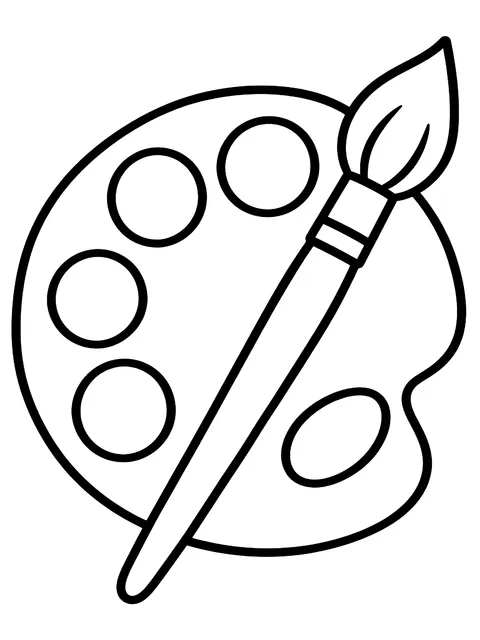 Easy Paint palette with a brush coloring page