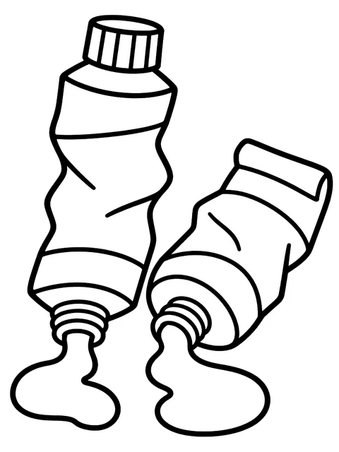 Easy Squeezed paint tubes coloring page
