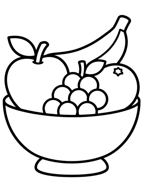 Easy Fruit bowl still life coloring page
