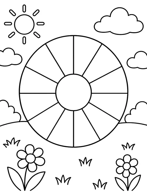 Blank color wheel coloring page