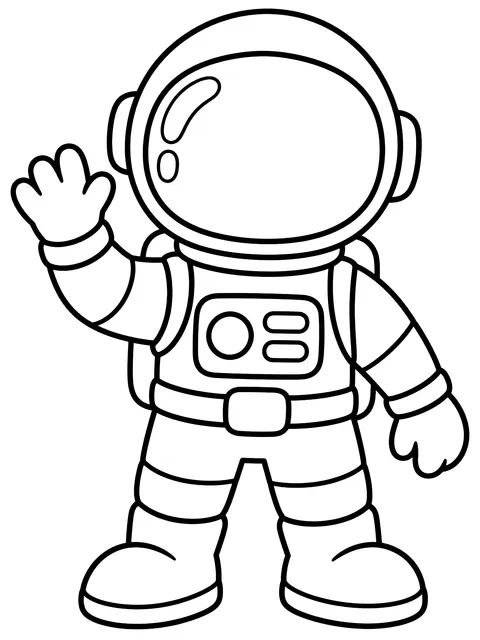Easy Astronaut waving coloring page
