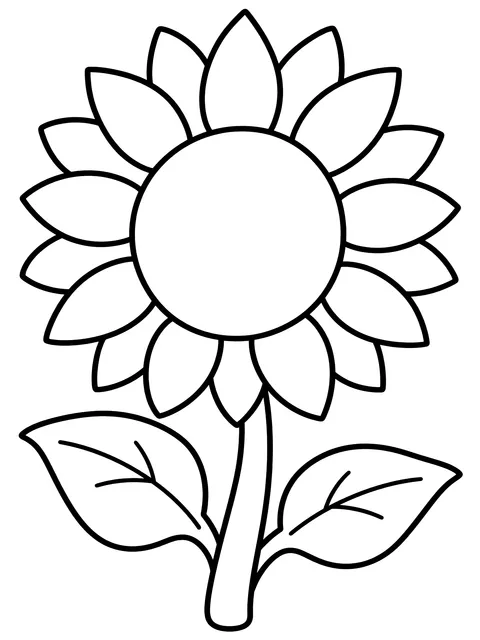 Easy August title page with sunflowers coloring page
