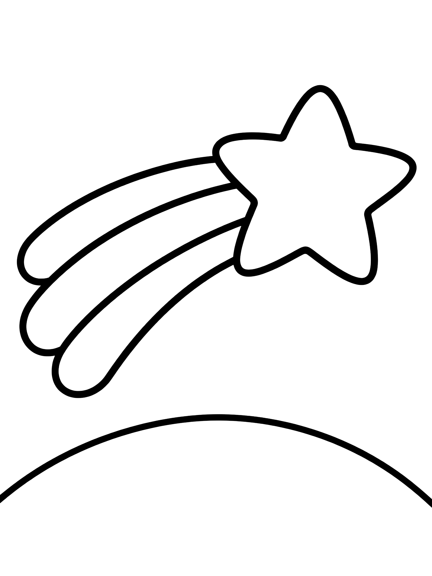 Easy Shooting star over a hill coloring page