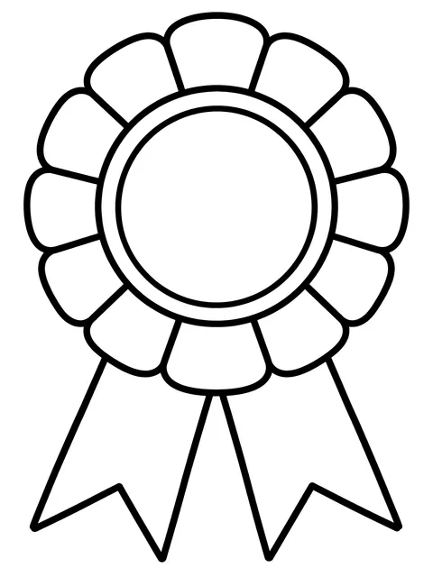 Easy Blue prize ribbon coloring page