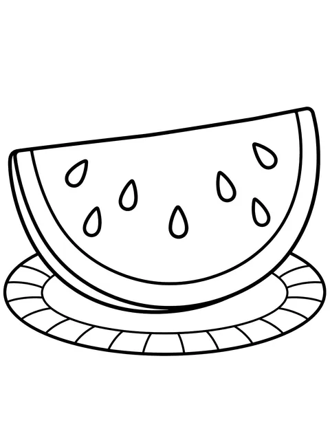 Easy Watermelon on a paper plate coloring page