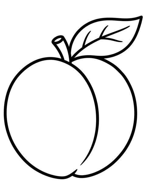 Easy Peach with a leaf coloring page