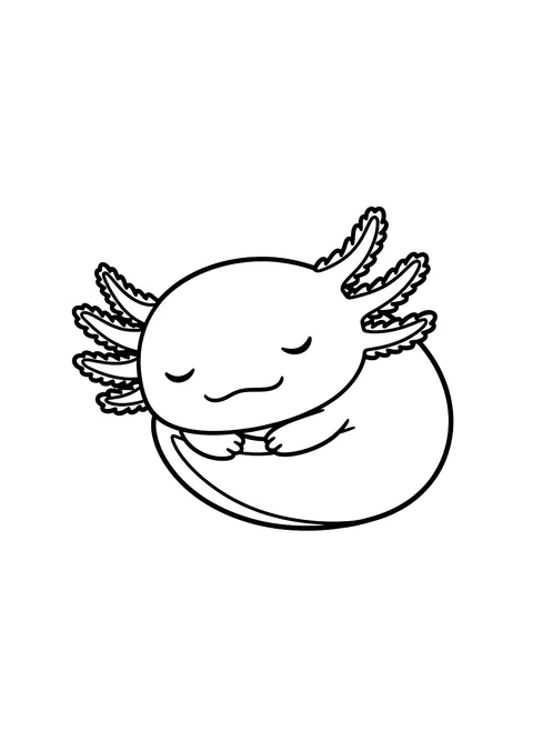 Easy Sleeping axolotl coloring page