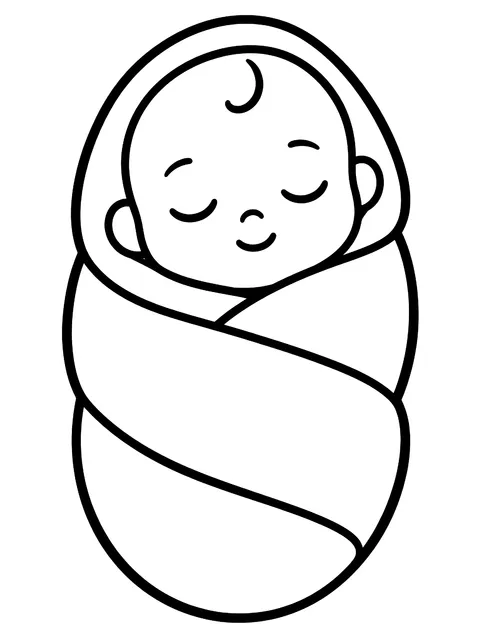 Easy Newborn wrapped in a blanket coloring page