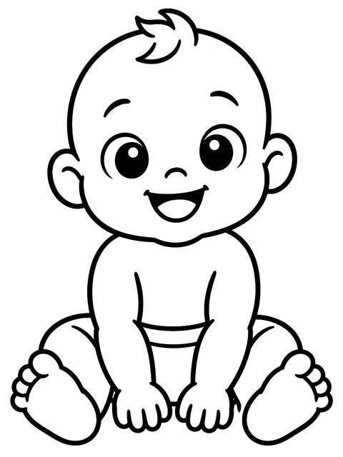 Easy Baby sitting up coloring page