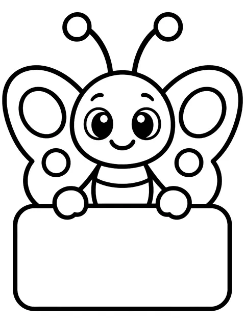 Easy Name tag frame to color coloring page