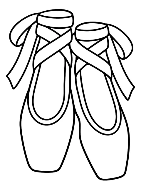 Easy Pointe shoes with ribbons coloring page