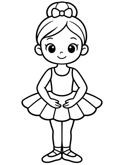 Easy Little ballerina in first position coloring page