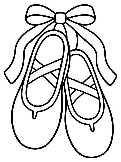 Easy Soft ballet slippers coloring page