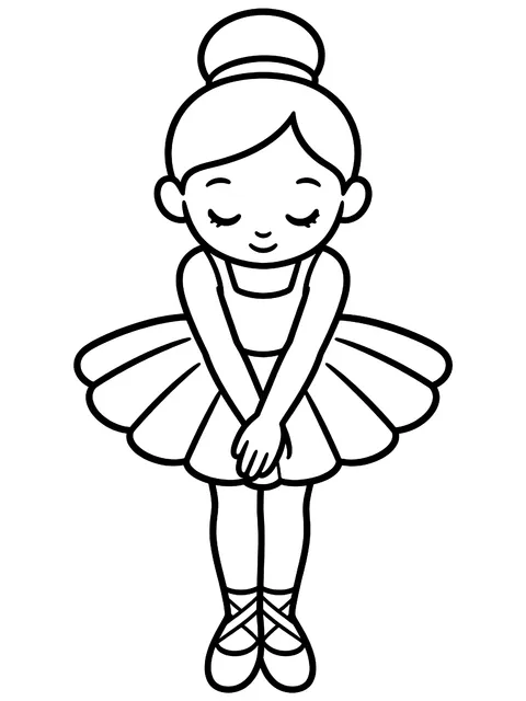 Easy Ballerina taking a bow coloring page