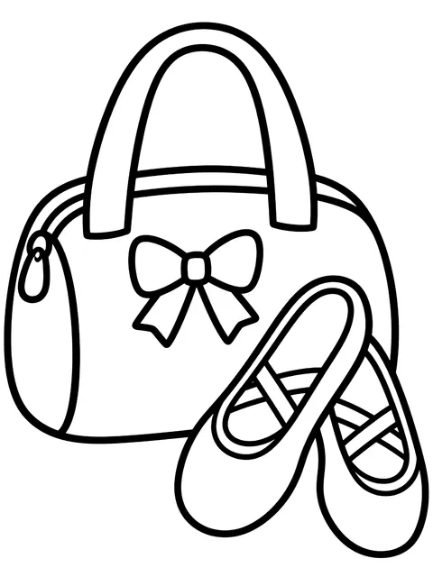 Easy Dance bag with shoes coloring page