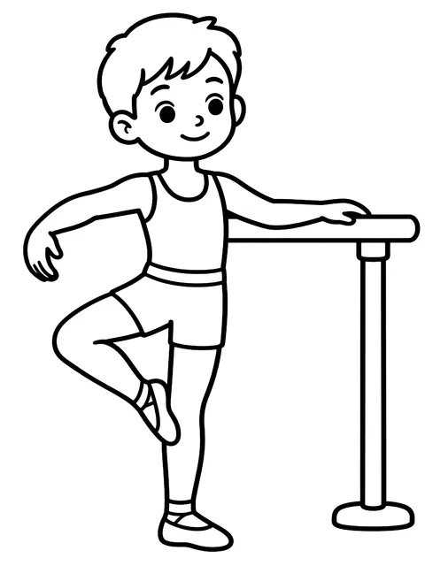 Easy Boy at the barre coloring page