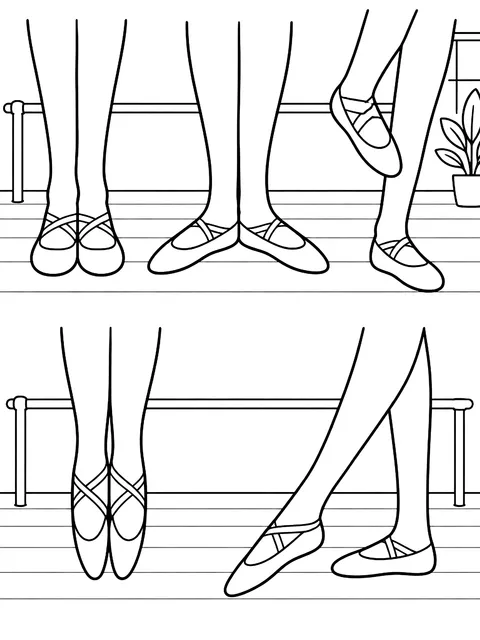 Five positions of the feet coloring page