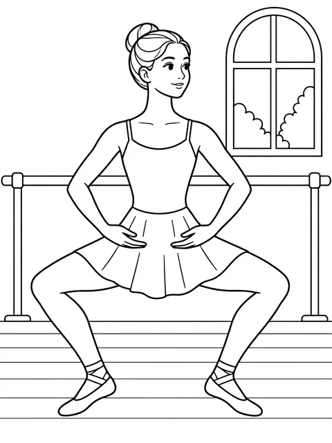 Dancer in plié coloring page