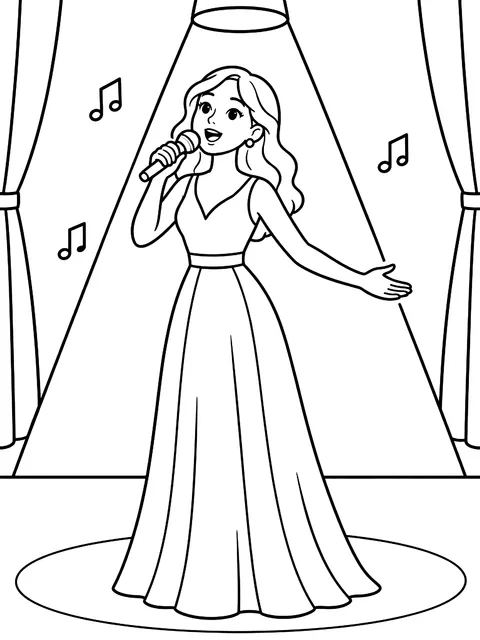 Soloist in a spotlight coloring page