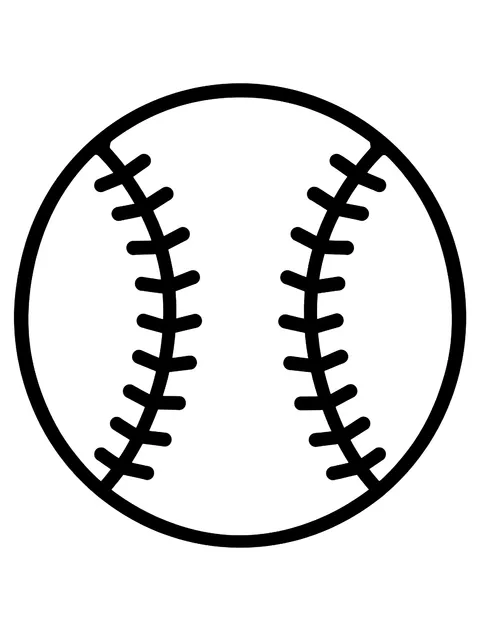 Easy Baseball with stitches coloring page
