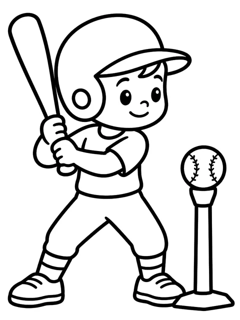 Easy Little batter at the tee coloring page