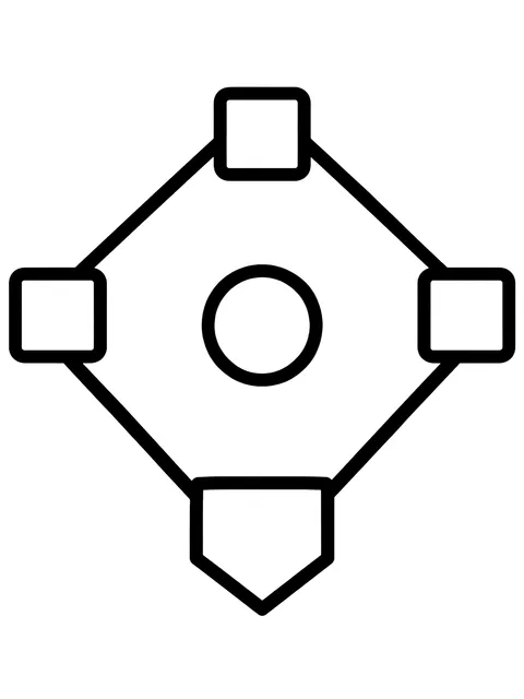 Easy Home plate and bases coloring page