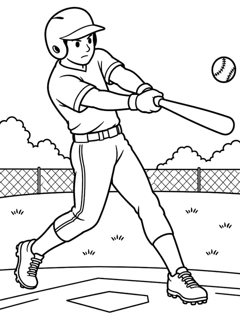 Batter swinging coloring page