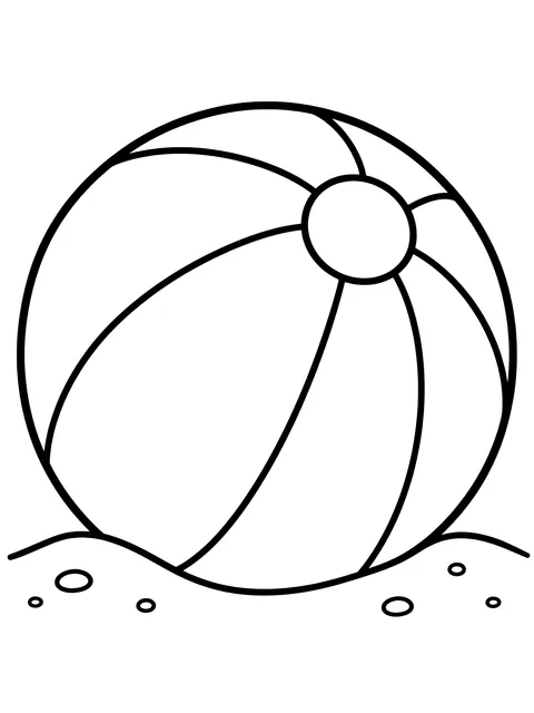 Easy Beach ball on the sand coloring page