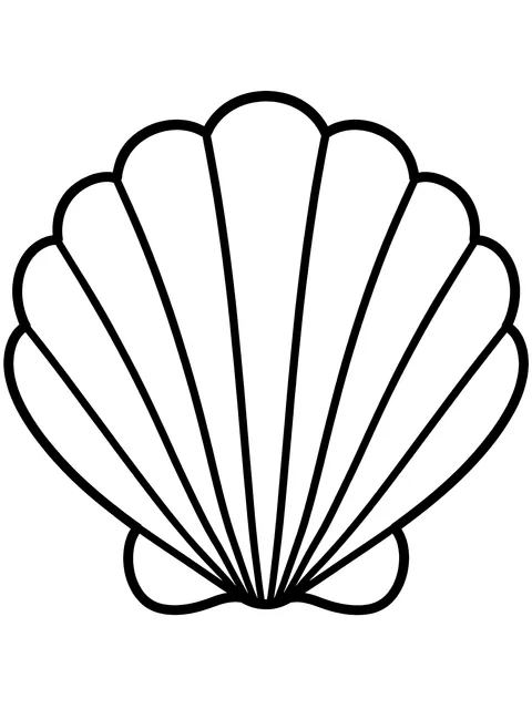 Easy Scallop shell coloring page